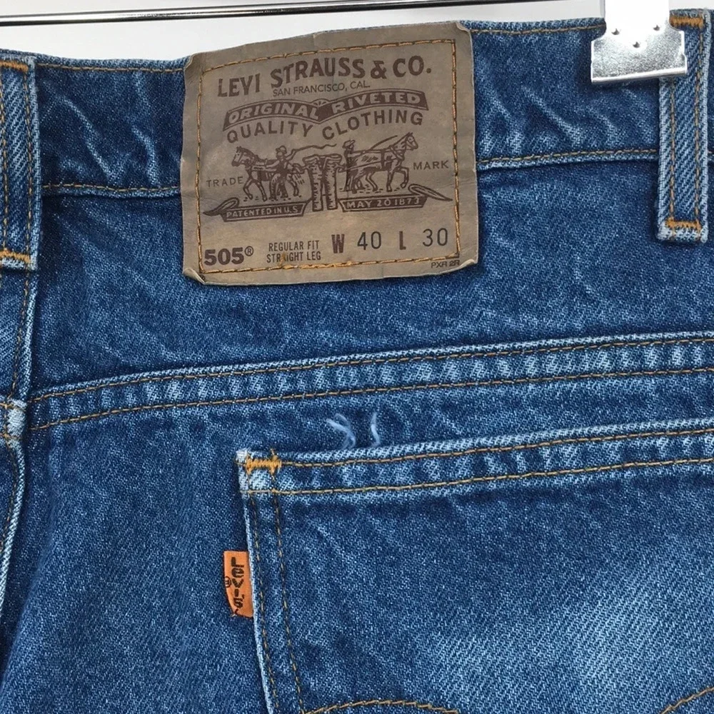 Levis Vintage 505 Straight Leg Jeans Mens 40x30 Regular Fit Medium Orange Tab 94